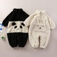 thumbnail image 2 of Baywell Infant Newborn Baby Fleece Onesie Pajama Cute Plush One-Piece Pajama Jumpsuits for Baby Boys and Girls Pjs 0-3 mBlack White, 2 of 7