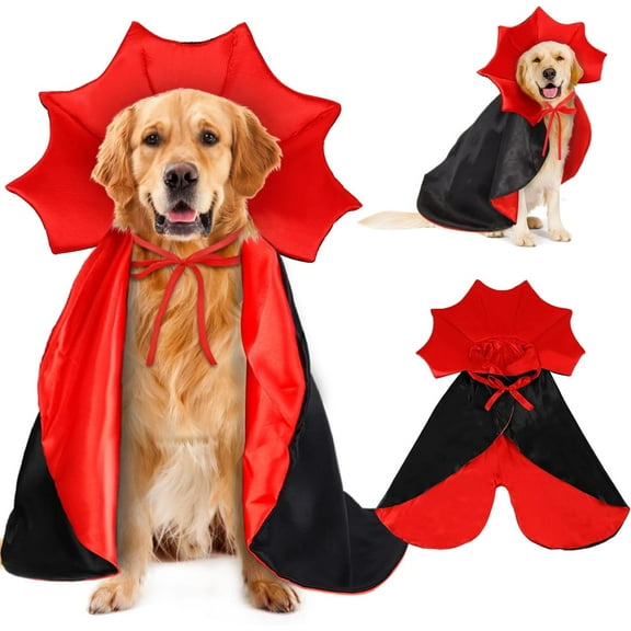 Monebena Halloween Dog Vampire Costume, Halloween Pet Cloak Devil Costume Adjustable Red Black Classic Pet Cape Cosplay Apparel Party Costume Pet Supplies Accessories for Medium Large Dogs M01