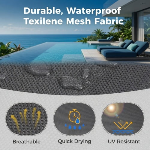 Set of 6 Heavy-Duty Metal Grey Outdoor Patio Chairs with All-Weather Textilene Mesh – 350 lbs Capacity