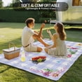 thumbnail image 4 of Easter Bunny Outdoor Rug for Patio/Deck/Porch, Non-Slip Large Area Rug 5 x 7 Ft, Spring Flower Daisy Tulips Purple Plaid Indoor Outdoor Rugs Washable Area Rugs, Reversible Camping Rug Carpet Runner, 4 of 8
