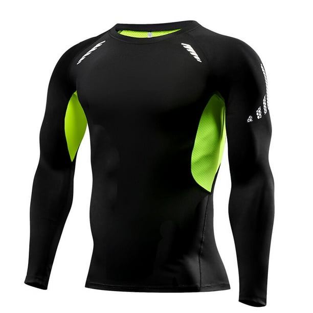 Camiseta de compresion para correr para hombre camiseta deportiva de manga larga ajustada para Fitness camisetas para correr ropa deportiva para gimnasio ropa deportiva de secado rapido Rashgard Tan J...