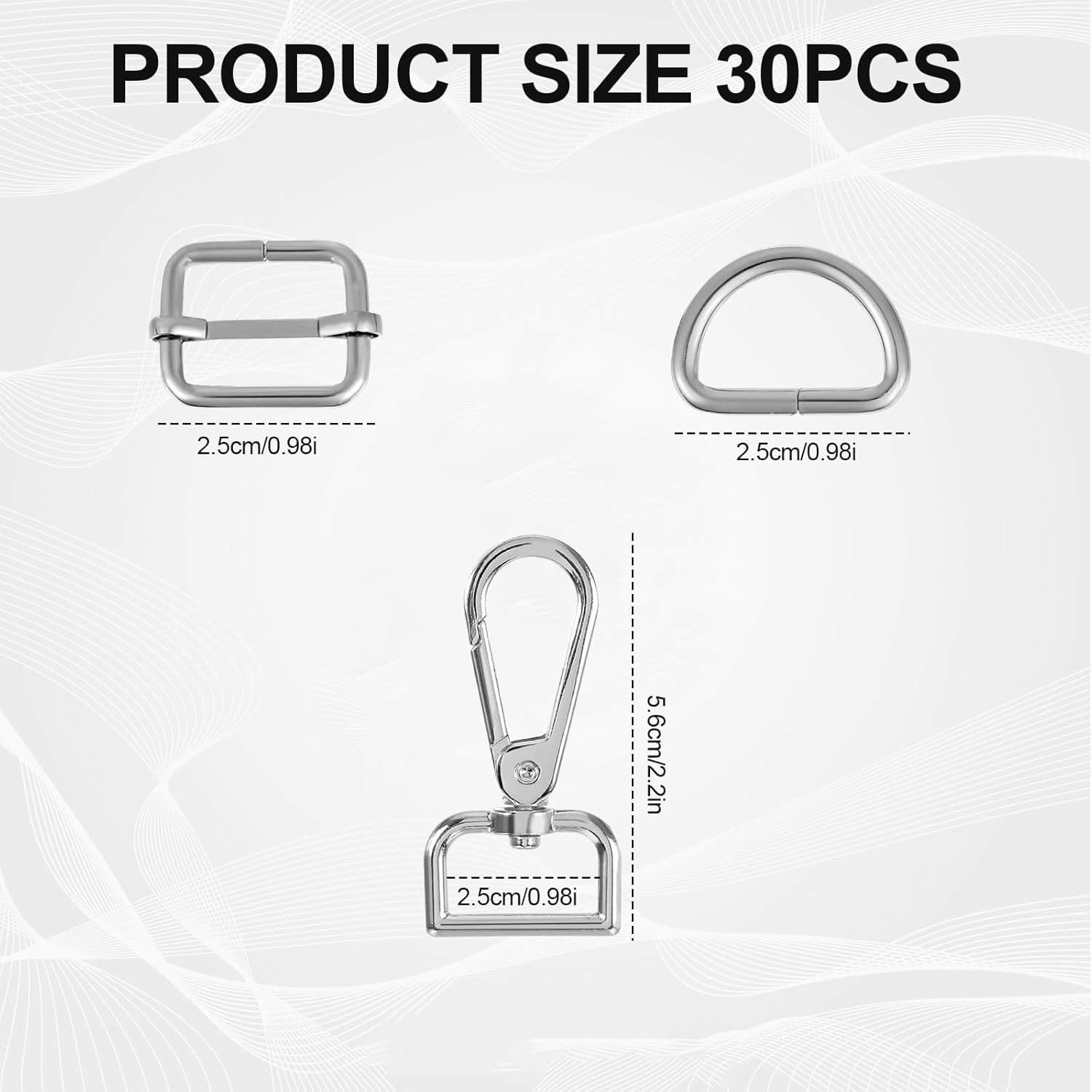 30pcs Swivel Snap H s Kit,Heavy Duty Swivel Snap H s with D Ring and Slide Buckle