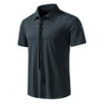 thumbnail image 3 of IYTR Mens Turndown Drawstring Pullover Workout Shirts Tee Summer Solid Color Slim Fitness Sports Shirts Tops Navy S, 3 of 7
