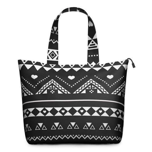 Black Geometric Striped Pattern with Hearts Travel Tote Bags for Women Carry On,Large Weekender Bags for Women Travel,Multi Functional Duffle Bag for Work,Shopping,Sports