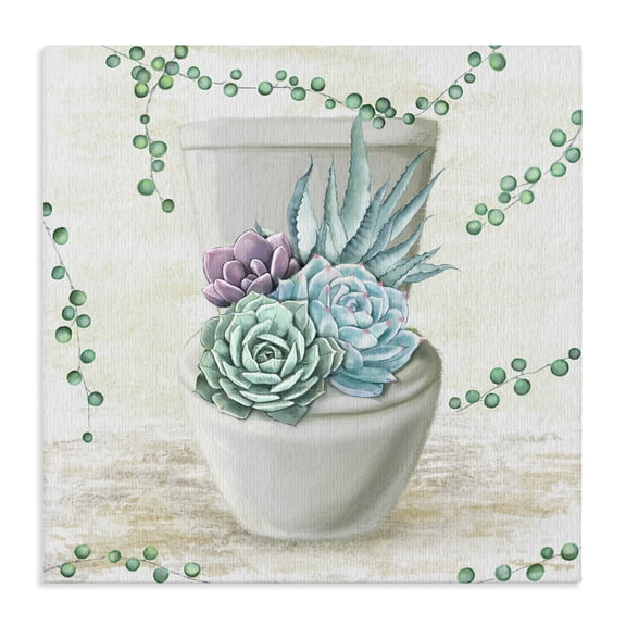 Stupell Industries Cottage Succulent Bouquet Bathroom Toilet Canvas Art, 17 x 17, by Ziwei Li