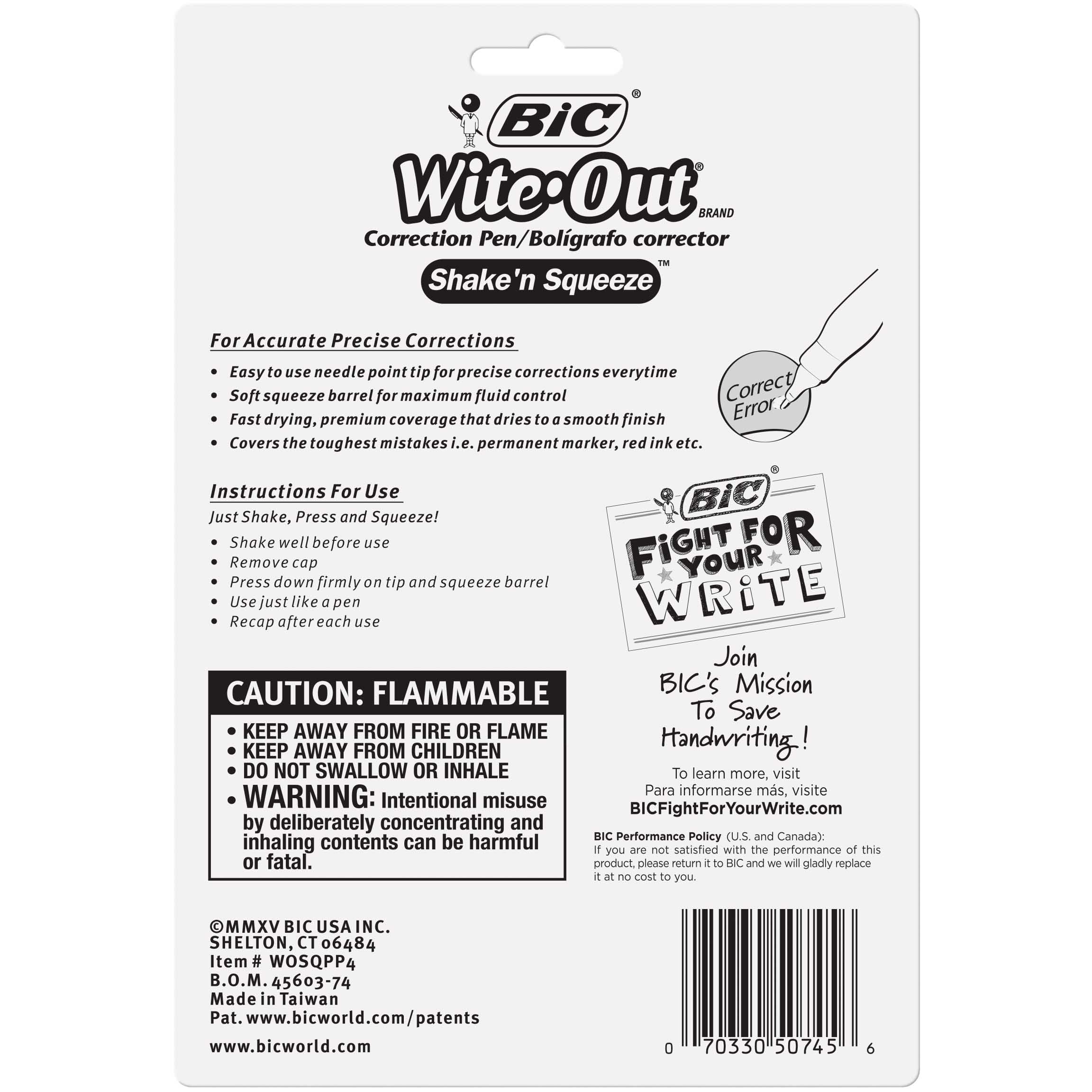 BIC® Wite-Out® Shake'n Squeeze Correction Pen, 0.3 fl oz - Pay Less Super  Markets