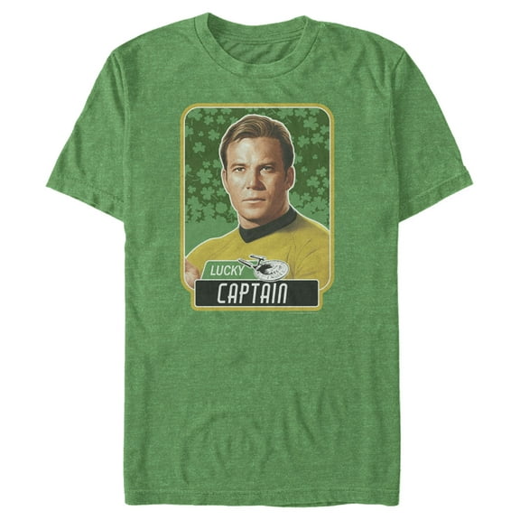 Men's Star Trek St. Patrick's Day Lucky Captain Kirk  Graphic Tee Kelly Heather Large