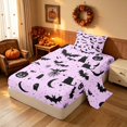 thumbnail image 2 of Homewish Halloween Cat Bat Twin Sheets for Girls, Spooky Animal Pumpkin Bedding, Pink Black, 3 Pieces (1 Flat Sheet, 1 Fitted Sheet and 1 Pillowcase), 2 of 6