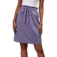 thumbnail image 2 of Women's Tie Waist Casual Skirt with Pockets, Ruffle Elastic Waist Solid A-Line Midi Skirt, Summer Casual Work Daily Skirt for Women 06-Purple S, 2 of 5