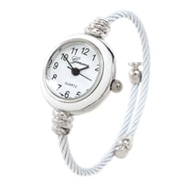 white silver geneva cable band women's small size bangle watch
