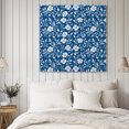 thumbnail image 4 of Blue White Floral Wall Art Painting on Canvas, Farmhouse Retro Botanical Leaves Canvas Art Home Prints Wall Art Framed Modern Artwork for Living Room Bedroom Wall Decor 12x12in, 4 of 9