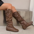 thumbnail image 4 of Hinvhai Women's Extra Wide Calf Knee High Boots, Wide Width Tall Boots with Flat Heel Brown 7(39), 4 of 9