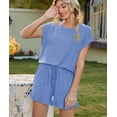 thumbnail image 4 of Loritta Pajamas Set for Woman Short Sleeve for Woman 2 Piece Round Neck Summer Lounge Set,S-2XL, 4 of 6