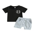 thumbnail image 1 of POINTERTECK 2Pcs Infant Baby Boy Summer Clothes Sets Outfits Short Sleeve Baseball Print Tops + Shorts Set, 1 of 9