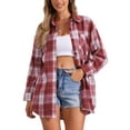 thumbnail image 1 of CAMISA DE FLANELA A CUADROS VINTAGE PARA MUJERES INSPIRE CHIC DE MANGA LARGA CON BOTONES Y COLLAR CAíDO, BLUSAS, TOPS, CáRDIGAN CASUAL XL ROJO OSCURO, 1 of 1