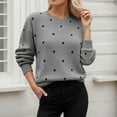 thumbnail image 2 of GBSYEWXS Sweaters For Women Retro Fall Pullover Long Sleeve Crew Neck Polka Dot Print Grey Sweater, 2 of 5