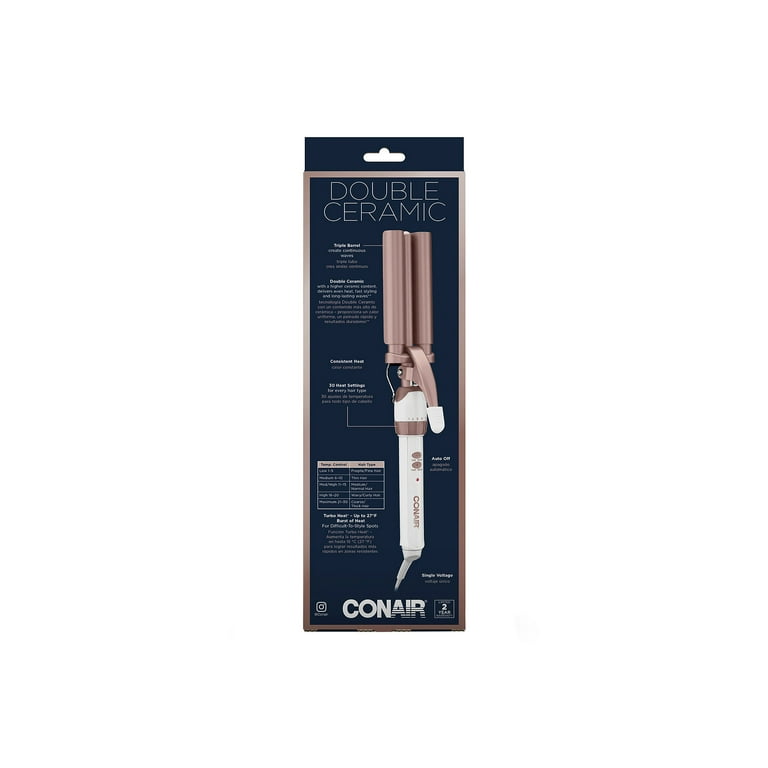 Conair CD704DGN Double Ceramic Triple Barrel Hair Waver White and Rose Gold