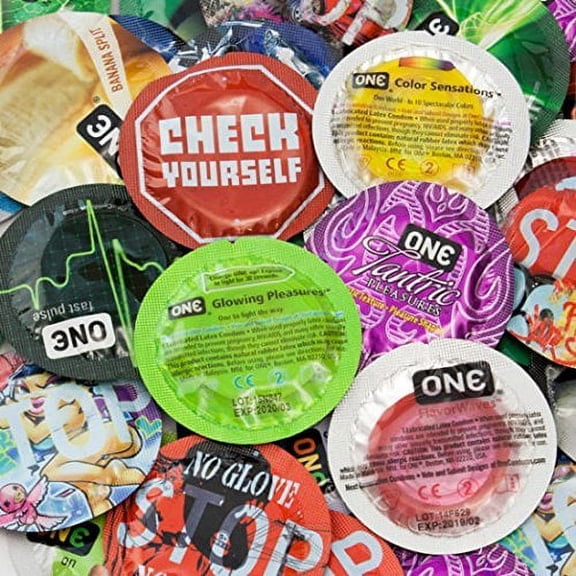 ONE Ultimate Sampler Brass Lunamax Pocket Case, Premium Lubricated Latex Condom Variety Pack-24 Count