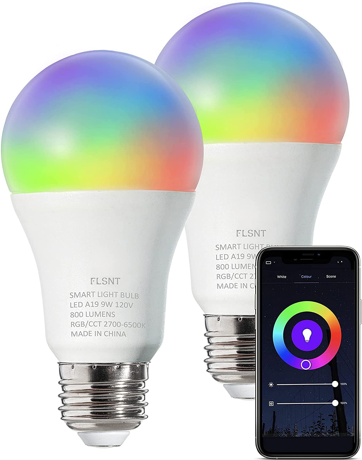 LED RGBW Colors Changing E27 7W Work with Alexa/Google Assistant Remotely Control 1 Pack No Hub Required Dimmable Timing Function USHAWN Smart WiFi Light Bulb 