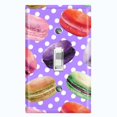 thumbnail image 1 of Metal Light Switch Plate Cover Colorful Macaron Dessert Purple Polka Dots CAK028, 1 of 13