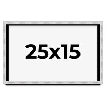 25x15 Frame Brushed Silver Solid Wood Picture Frame | 0.75 Inch Moulding Width | Rabbet Depth 0.75
