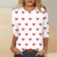 thumbnail image 2 of Camisetas Casuales de las Mujeres 3/4 Manga Cuello Redondo Impreso Blusa Imitación Estante Tela, Camiseta de Moda Superior para el Hogar Diario Y Desgaste Casual Todo el Año, 2 of 9