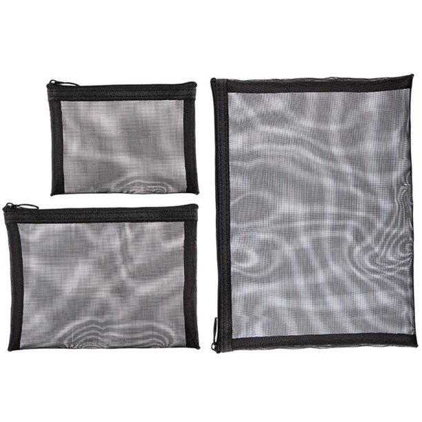3 bolsas de maquillaje de malla, bolsa de maquillaje portátil, bolsa de maquillaje de viaje, bolsa de malla para el cuidado de la piel