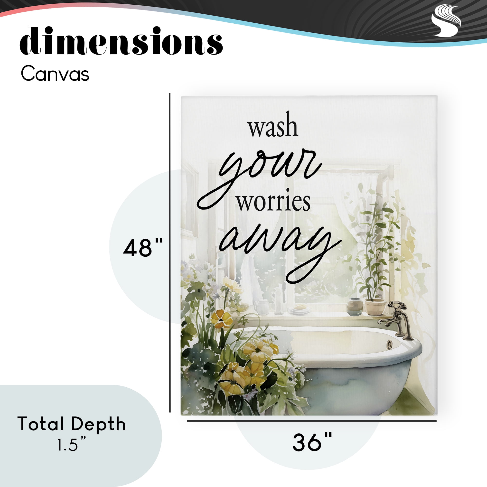 Wash Worries Away Sunlit Bath Canvas Wall Art, design by Lettered and Lined