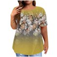 thumbnail image 2 of up to 60% off Gifts Usmixi Shirts for Women Plus Size Fashion Lightweight Tunic Tee Tops Summer Trendy Marbled Print Short Sleeve Round Neck Ladies Blouses Yellow XL, 2 of 6