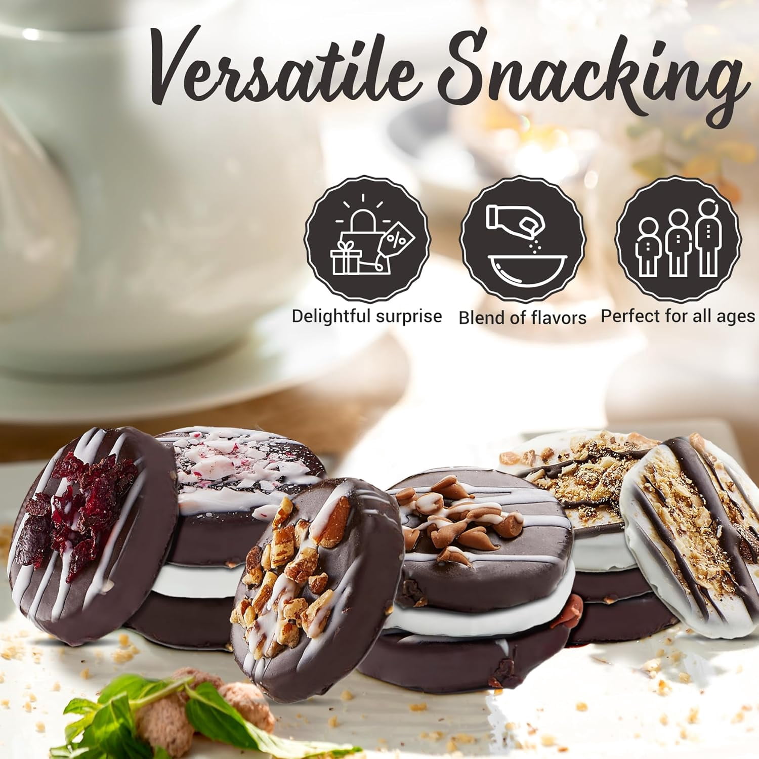 Pastry Perks 12 Gourmet Chocolate-Covered Cookies, Happy Birthday Gift Basket – Delicious Celebration Treats for Men, Women, and Grandma – Holiday Food Delivery Gift Ideas