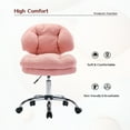 thumbnail image 6 of Swivel Ergonomic Office Chair, Teddy Velvet Armless Computer Chair with Adjustable Height and Universal Wheels, Comfy Upholstered Vanity Chair for Living Room, Bedroom, Study Room, Pink, 6 of 9