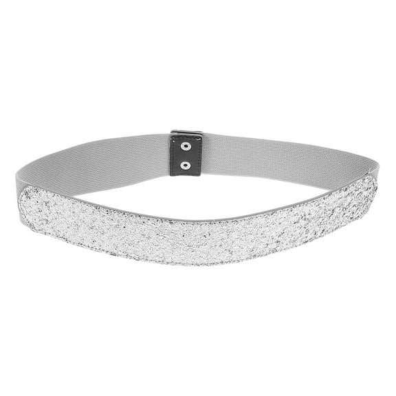 UPGRATOR 1Pack Sequin Stretch Belt Silver Glitter Wide Adjustable Accentuate Waistline For Women Formal Dresses
