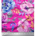 thumbnail image 1 of Soimoi Pink Silk Fabric Leaves & Floral Print Fabric by The Yard 42 Inch Wide, 1 of 1