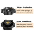 thumbnail image 4 of 12 Pieces Star Knobs 1/4-20 Thread 38mm 6-Point Head Brass Insert Non-Through Hole Threaded Hand Knob Black, 4 of 6