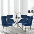 thumbnail image 3 of Modern Velvet Upholstered Button Tufted Dining Chairs with Metal Legs Set of 2, Dark Blue, 3 of 8