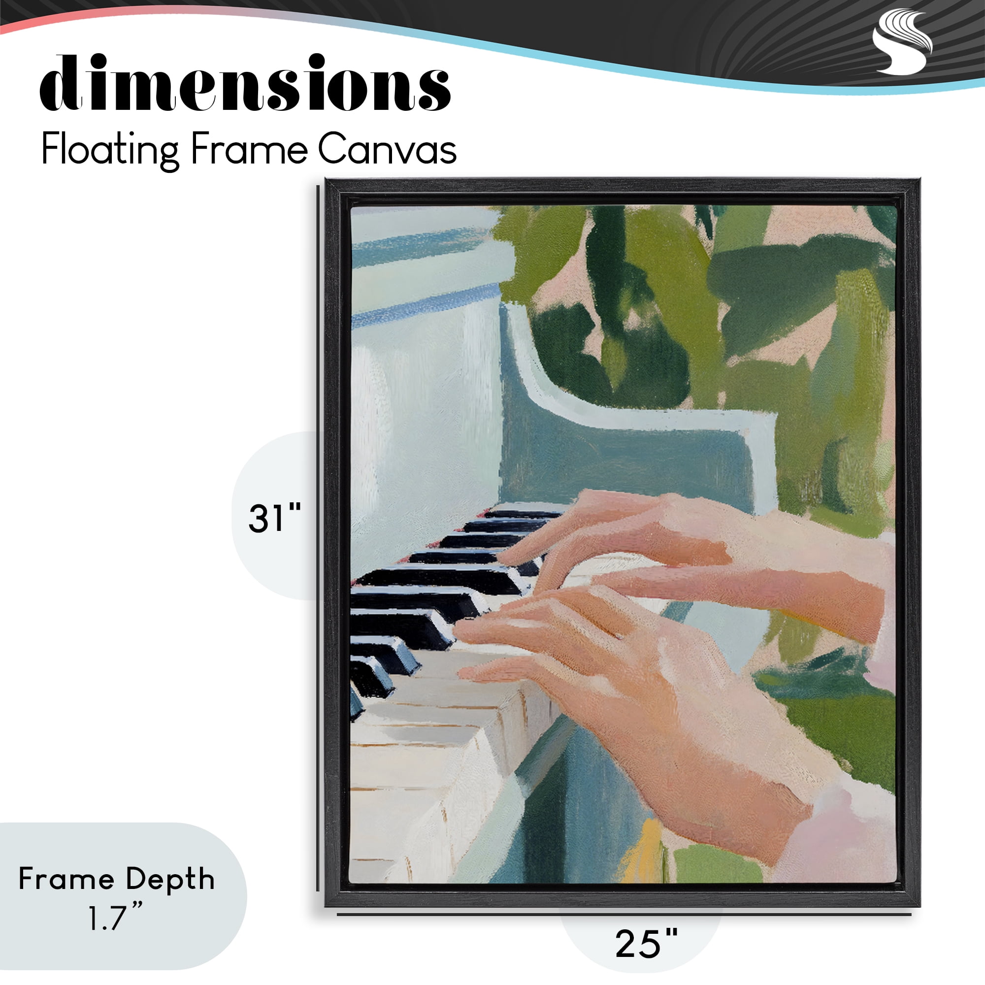 Stupell Industries Piano Hands in Sunlit Space Black Framed Floater Canvas Wall Art, design by The Prints Vibe