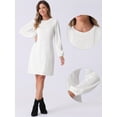 thumbnail image 2 of DARING DIVA Elegant Long Sleeve Textured Crew Neck Casual Dress XS White, 2 of 6