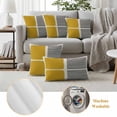 thumbnail image 6 of Yellow Outdoor Waterproof Pillow Covers, Modern Painting Farmhouse Striped Abstract Art Decorative Square Throw Pillowcase Sofa Cushion Sham for Patio/Couch/Chair, 24"x24" 2 Pack, 6 of 8