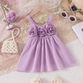 thumbnail image 2 of adviicd Robe pour Filles Robe d'Été à Volants Florale Bretelles Spaghetti Décontractée Robe Midi à Volants Violette,E, 2 of 5