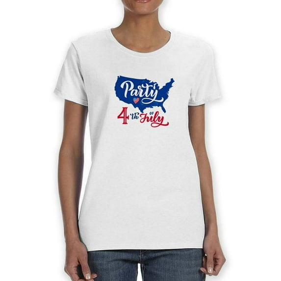 Party In The 4Th Of July Shaped T-Shirt Women -Image by Shutterstock, Female x-Large