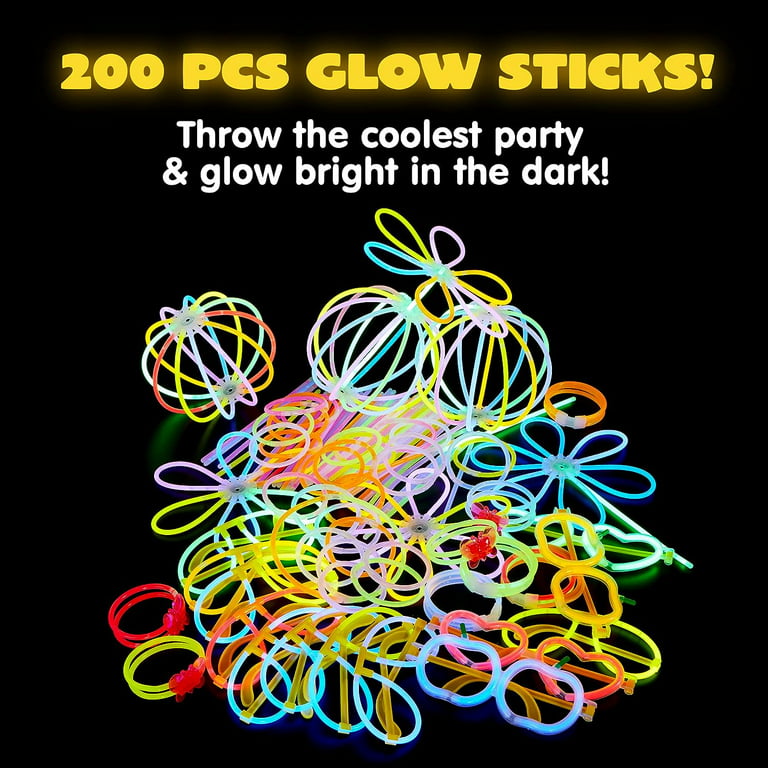 JOYIN 200 Pcs Mini Glow Sticks Bulk with 8 Colors for New Years Eve Party Supplies, Glow-in-the-Dark, Easter Basket Stuffers, Easter, Christmas