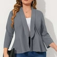 thumbnail image 4 of Diufon Womens Casual Blazer 3/4 Sleeve Lightweight Suits Jacket Solid Color Plus Size Cardigan, 4 of 6