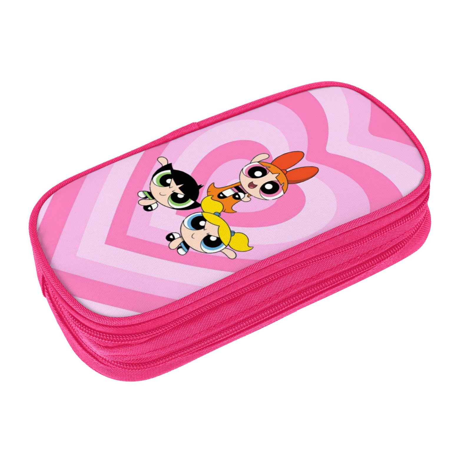 The Powerpuff Gi-rls Pencil Case Large Capacity Pencil Pouch Penbag Office Stationery Organizer Travel Makeup Bag Pink
