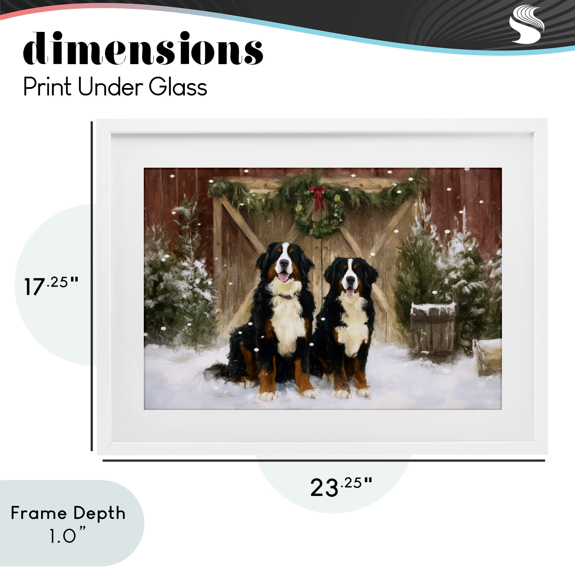 Stupell Industries Barnyard Bernese Mountain Dogs White Framed Print Under Glass, design by Tina LeCour