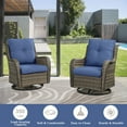 thumbnail image 3 of PARKWELL 4-Piece Outdoor Patio Furniture Set 5-Seat High Back Conversation Set with 41" Fire Pit Table and Swivel Glider for Patio Garden Deck,Gray Wicker Navy Cushions, 3 of 8