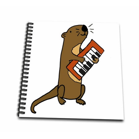 3dRose Funny Cute Sea Otter Playing Musical Keyboard - Mini Notepad, 4 by 4-inch