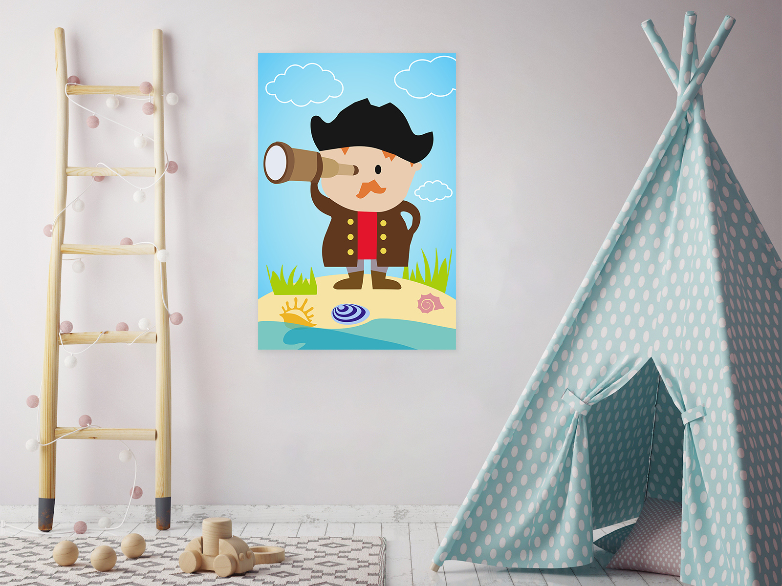 Awkward Styles Marine Picture Kids Play Room Wall Art Cute Pirates Art Newborn Baby Room Wall Decor Pirates Wallpapers Made in USA Little Pirate Picture Pirate Poster Print Kids Room Wall Art - image 2 of 3