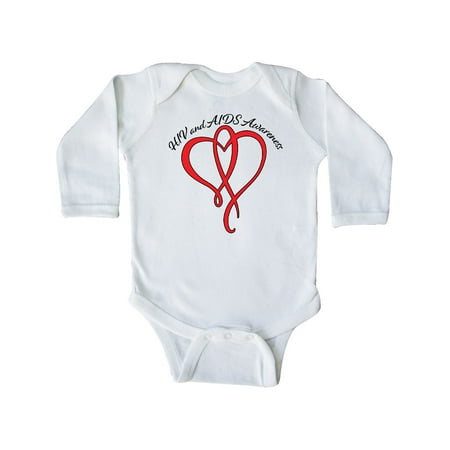 

Inktastic HIV and AIDS Awareness Red Heart Ribbon Gift Baby Boy or Baby Girl Long Sleeve Bodysuit
