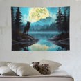 thumbnail image 4 of FANNA Moon Over Ocean Tapestry Wall Hanging, Galaxy Wolf on Mountain Wall Tapestry, 3D Fantasy Watercolor Starry Night Sky Forest Tapestry Wall Art for Bedroom Living Room Dorm Home Decor 40x30in, 4 of 7