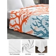 thumbnail image 6 of Ocean Coral California King Size Flat Sheet, Wrinkleproof & Fadeproof Cooling Flat Bed Sheet Only, Orange Red Green Turquoise Plant Branch Breathable Soft Bedding Top Sheets 108 x 98 Inches, 6 of 8